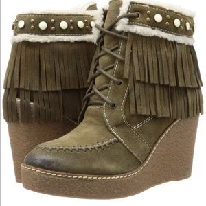 Sam Edelman Olive Green Kemper Wedge Boots Size 5